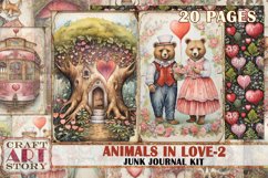 Valentine&#039;s Day Animals in love-2 Junk Journal Kit,Collage Product Image 1
