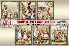 Vintage Bunny Collage picture cards Rabbit village life Product Image 4