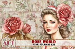 Rose fantasy Junk Journal Pages,Vintage Floral digital paper Product Image 1