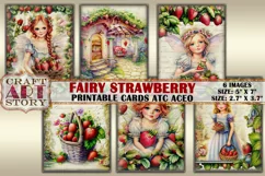 Fairy Strawberry Collage Digital picture cards Atc ACEO Product Image 1