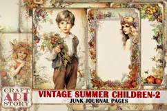 Vintage Summer children-2 junk journal pages, child life Product Image 1