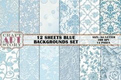 Kit Backgrounds Collage 12 Sheets BLUE Product Image 1