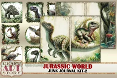 Jurassic World junk journal watercolor Kit-2,Dinosaurs Product Image 1