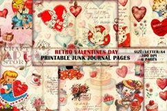 Retro Valentines Day Junk Journal Kit,Printable Product Image 1