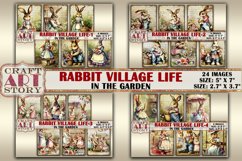 Vintage Bunny Collage picture cards Rabbit village life Product Image 1