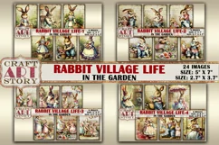 Vintage Bunny Collage picture cards Rabbit village life Product Image 1