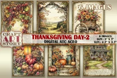 Vintage Thanksgiving day-2 picture collage atc BONUS Product Image 1