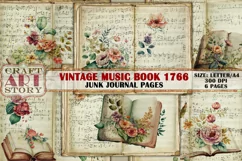 Vintage junk journal Pages,music book picture collage Product Image 1