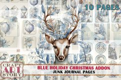 Blue Christmas Junk Journal Pages ADDON,winter Holiday Product Image 1