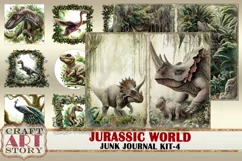 Jurassic World junk journal watercolor Kit-4,Dinosaurs Product Image 1