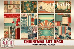 Vintage Christmas Art Deco scrapbook paper Pack, Printable Product Image 1