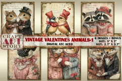 Vintage Valentine's Day-1 animals collage cards atc BONUS Product Image 1