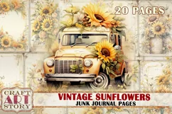 Vintage Sunflower Junk Journal Pages,nature floral papers Product Image 1