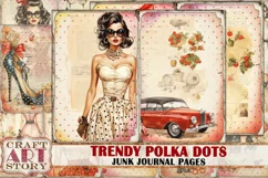 Trendy polka dots Junk Journal Kit, Collage 50s fashion Product Image 1