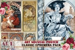 Art Nouveau Poster Ephemera Pack,Printable kit junk journal Product Image 1