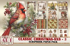 Classic Christmas Scrapbook Paper Pack-3,8x8 DIGITAL papers Product Image 1