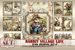 Vintage Bunny Collage Junk Journal Kit-4 Rabbit village life Product Image 1