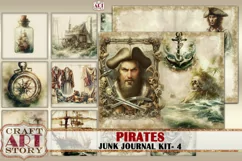 Vintage Pirates junk journal watercolor Kit,Pirate Collage Product Image 5