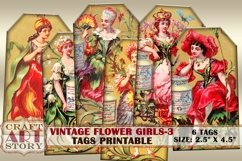 Vintage flower girls junk journal tags-3,girl ephemera card Product Image 1