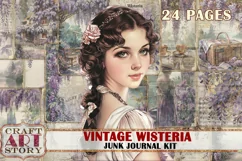 Vintage Wisteria Junk Journal Kit,scrapbook printables Product Image 1