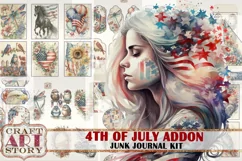 Patriotic Junk Journal Pages,4th of July scrapbook papers AD Product Image 1