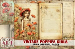 Vintage poppies girls Junk Journal Kit printables poppie Product Image 1