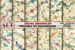 Grunge Pattern Papers,Watercolor Dragonflies Backgrounds Product Image 1