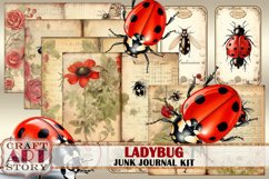 Vintage Ladybug Junk Journal Pages,Insects ephemera papers Product Image 1