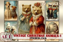 Vintage Christmas animals Ephemera Pack-1,winter images Product Image 1
