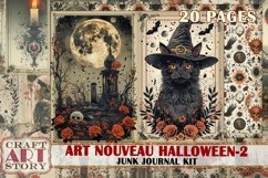 Art Nouveau Halloween-2 Junk Journal Pages,Vintage picture Product Image 1