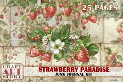 Vintage Strawberry Fantasy Junk Journal Pages, printables Product Image 1