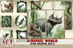 Jurassic World junk journal watercolor Kit-3,Dinosaurs Product Image 1