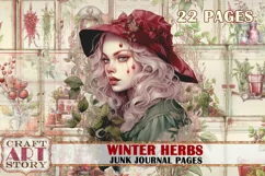 Winter Herbs fantasy Junk Journal Pages,fairies printables Product Image 1