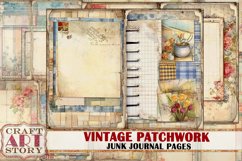 Vintage patchwork Junk Journal Pages,quilt backgrounds Product Image 1