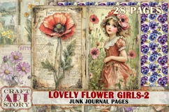 Vintage Lovely flower girls Junk Journal kit-2,scrapbooking Product Image 1
