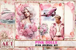 Pink dolls Junk Journal Pages,scrapbook digital paper Product Image 1