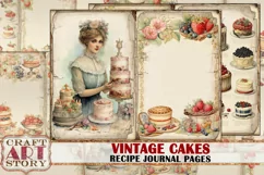 Vintage Cookery Recipe food junk journal,Cakes cookbook Page Product Image 1