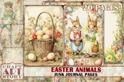 Easter animals Junk Journal Kit,Printable Collage Pages Product Image 1