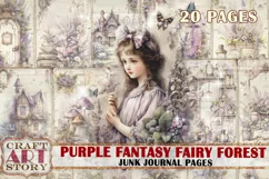 Purple Fantasy Fairy Forest Junk Journal Pages, printables Product Image 1