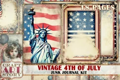 4th of July Junk Journal Pages,form Patriotic scrapbook Product Image 1