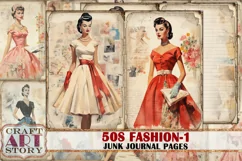 Retro 50s fashion Junk Journal Pages part 1 Product Image 1