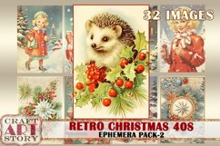 Retro Christmas Ephemera Pack,1940s papers,retro card Product Image 1