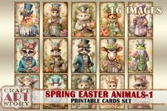 Vintage Spring Easter printable cards set-1, printables Product Image 1