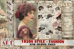 Vintage fashion Junk Journal Kit 1920s style, Collage Sheets Product Image 1