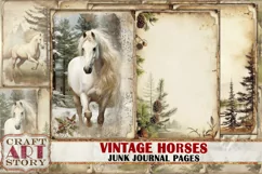 Vintage shabby horses Collage picture junk journal Pages Product Image 1