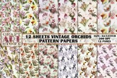 Pattern Papers 12 Sheets Vintage orchids,Kit Backgrounds Product Image 1