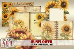 Vintage Sunflower Junk Journal Pages,nature floral papers Product Image 1