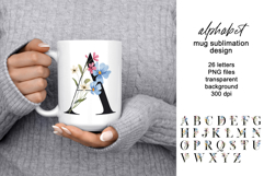 Mug sublimation design with letter, monogram, PNG file. Product Image 1