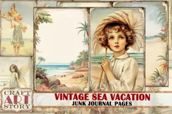 Vintage sea vacation junk journal pages,Beach journal Product Image 1