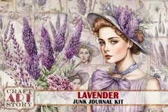 Lavender fantasy Junk Journal Pages,Vintage Floral papers Product Image 1
